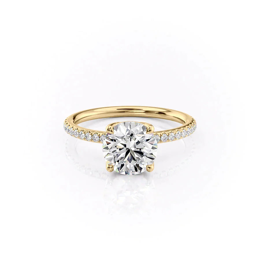 The Pave Alison Set With A 1 Carat Round 18K Yellow Gold Lab Diamond