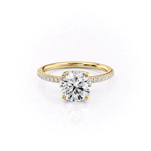 The Alison Set  With A 4.5 Carat Round 14K Yellow Gold Moissanite