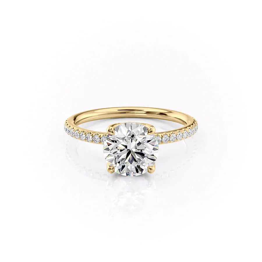 The Alison Set  With A 1 Carat Round 14K Yellow Gold Moissanite