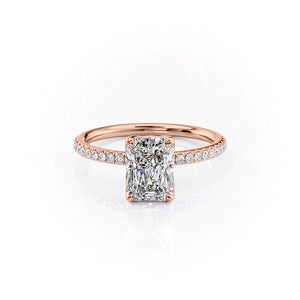 The Alison Set With A 3 Carat Radiant 14K Rose Gold Lab Diamond