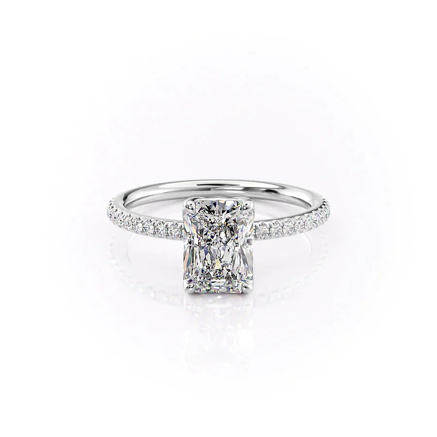 The Alison Set  With A 1.5 Carat Radiant 18K White Gold Moissanite