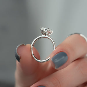 The Pave Alison Set With A 2 Carat Radiant 14K White Gold Lab Diamond