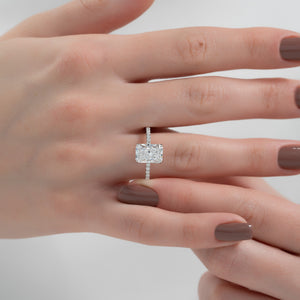 The Alison Set  With A 4 Carat Radiant 14K White Gold Moissanite