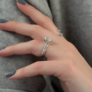 The Pave Alison Set With A 1.5 Carat Radiant 18K White Gold Lab Diamond