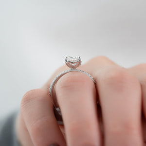 The Pave Alison Set With A 1 Carat Radiant 14K White Gold Lab Diamond