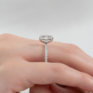 The Pave Alison Set With A 2.5 Carat Radiant 18K White Gold Lab Diamond
