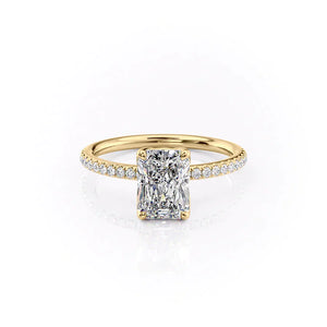 The Alison Set  With A 4 Carat Radiant 14K Yellow Gold Moissanite