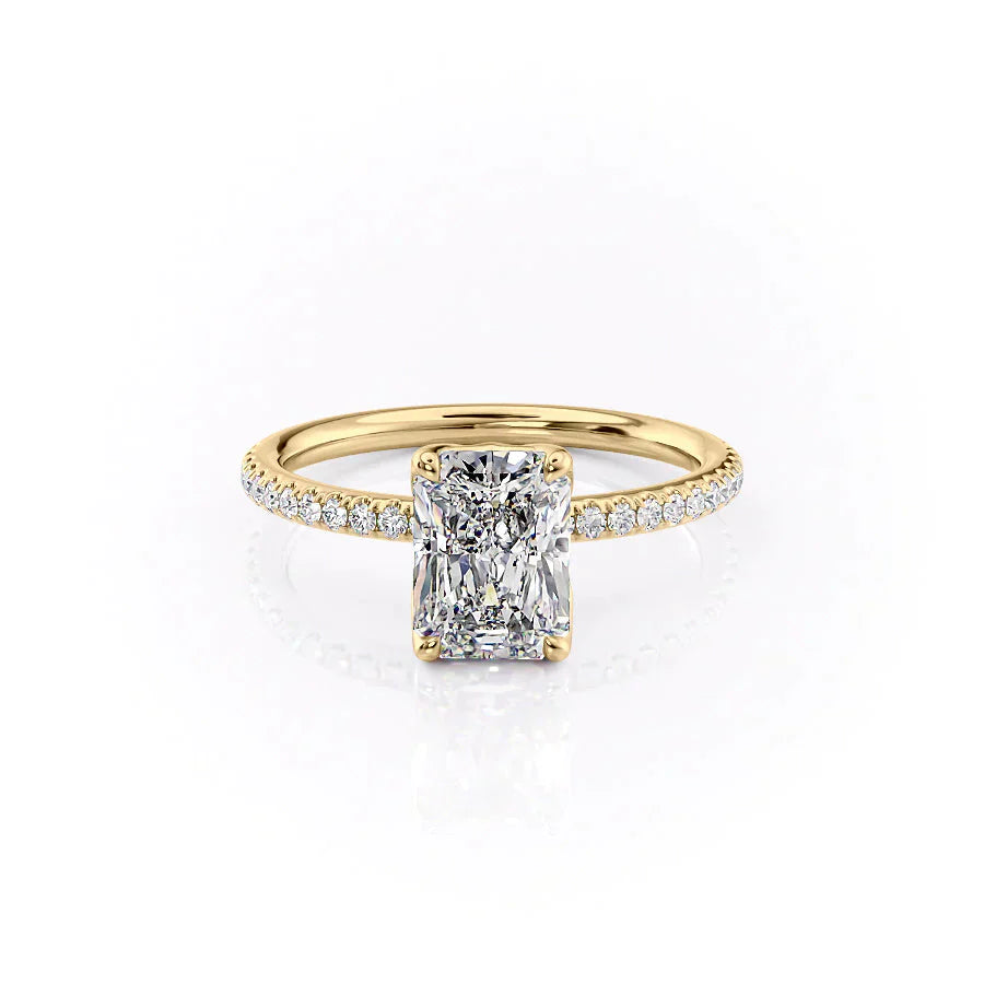 The Alison Set  With A 5 Carat Radiant 18K Yellow Gold Moissanite
