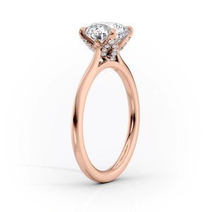 The Madison Set With A 1.5 Carat E. Cushion 14K Rose Gold Lab Diamond