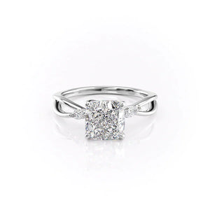 The Kelsey Set With A 1 Carat Cushion 18K White Gold Lab Diamond
