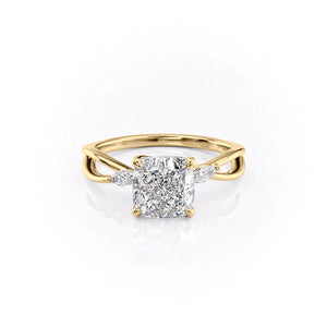 The Kelsey Set With A 1.5 Carat Cushion 18K Yellow Gold Lab Diamond