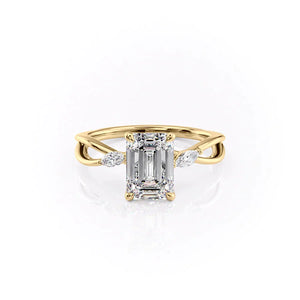 The Kelsey Set With A 1 Carat Emerald 18K Yellow Gold Lab Diamond
