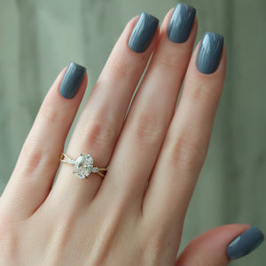 The Kelsey Set With A 1 Carat Oval 18K Yellow Gold Lab Diamond