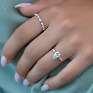 The Kelsey Set  With A 3 Carat Pear 14K Rose Gold Moissanite