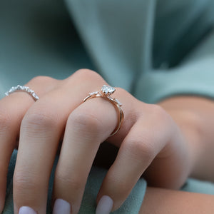 The Kelsey Set  With A 3 Carat Pear 14K Rose Gold Moissanite