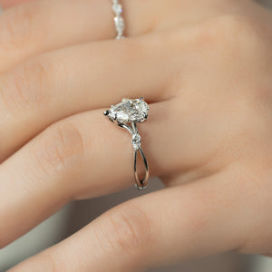 The Kelsey Set  With A 3 Carat Pear 18K White Gold Moissanite