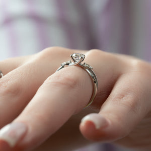 The Kelsey Set With A 1 Carat Round 14K White Gold Lab Diamond