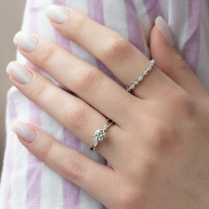 The Kelsey Set With A 1 Carat Round 14K White Gold Lab Diamond