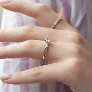 The Kelsey Set With A 1 Carat Round 14K White Gold Lab Diamond