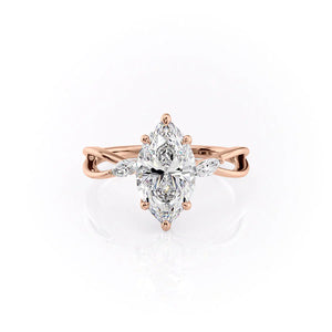 The Kelsey Set  With A 2 Carat Marquise 14K Rose Gold Moissanite