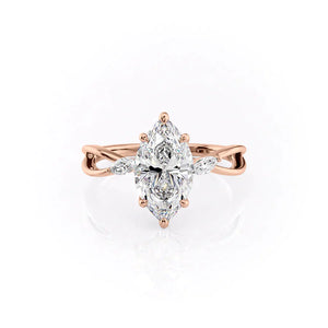 The Kelsey Set With A 1.5 Carat Marquise 14K Rose Gold Lab Diamond