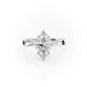 The Kelsey Set  With A 5 Carat Marquise 14K White Gold Moissanite
