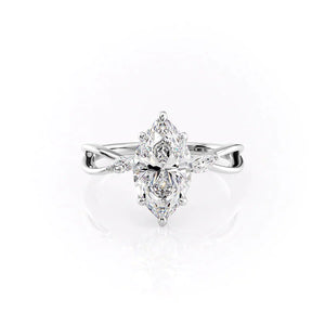 The Kelsey Set With A 3 Carat Marquise 18K White Gold Lab Diamond