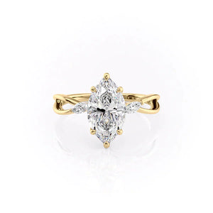 The Kelsey Set With A 1 Carat Marquise 14K Yellow Gold Lab Diamond