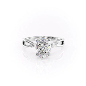 The Kelsey Set With A 3 Carat Oval 18K White Gold Lab Diamond