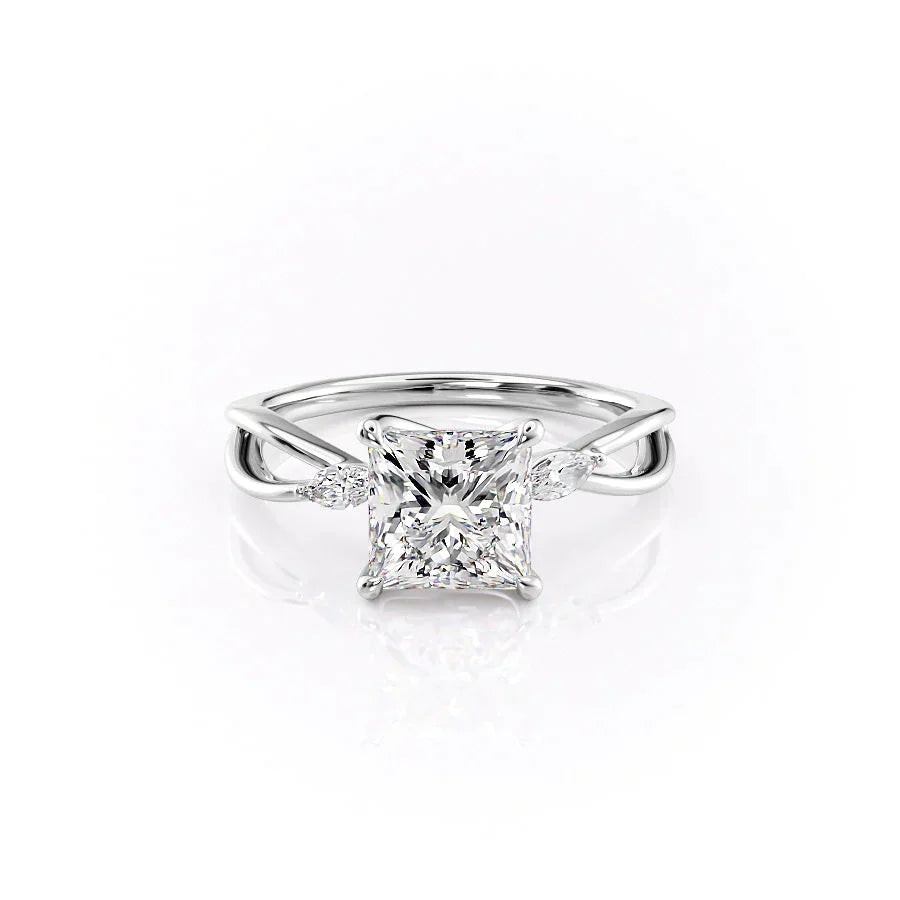 The Kelsey Set With A 1 Carat Princess 18K White Gold Lab Diamond