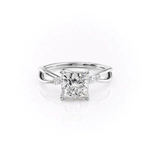 The Kelsey Set  With A 2 Carat Princess 18K White Gold Moissanite