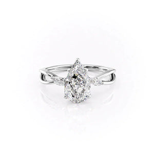 The Kelsey Set With A 1 Carat Pear 14K White Gold Lab Diamond