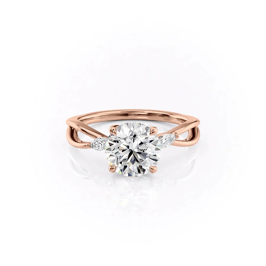 The Kelsey Set With A 2.5 Carat Round 14K Rose Gold Lab Diamond