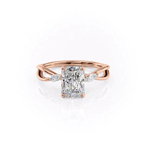 The Kelsey Set  With A 3.5 Carat Radiant 14K Rose Gold Moissanite