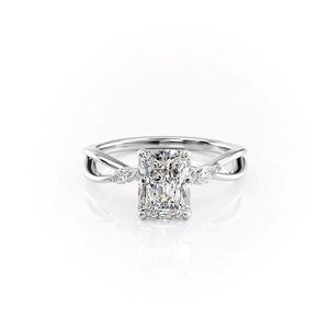 The Kelsey Set With A 3 Carat Radiant 14K White Gold Lab Diamond