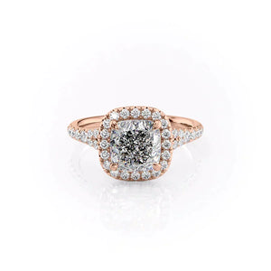 The Miley Set With A 1.5 Carat Cushion 14K Rose Gold Lab Diamond