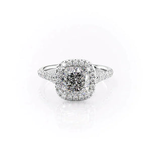 The Miley Set With A 1.5 Carat Cushion 14K White Gold Lab Diamond