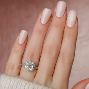 The Miley Set With A 1 Carat Cushion 14K White Gold Lab Diamond