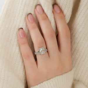The Miley Set With A 1 Carat Cushion 14K White Gold Lab Diamond
