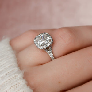 The Miley Set With A 2 Carat Cushion 18K White Gold Lab Diamond