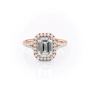 The Miley Set With A 2 Carat Emerald 14K Rose Gold Lab Diamond