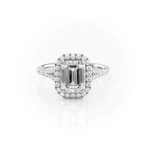 The Miley Set  With A 4.5 Carat Emerald 14K White Gold Moissanite