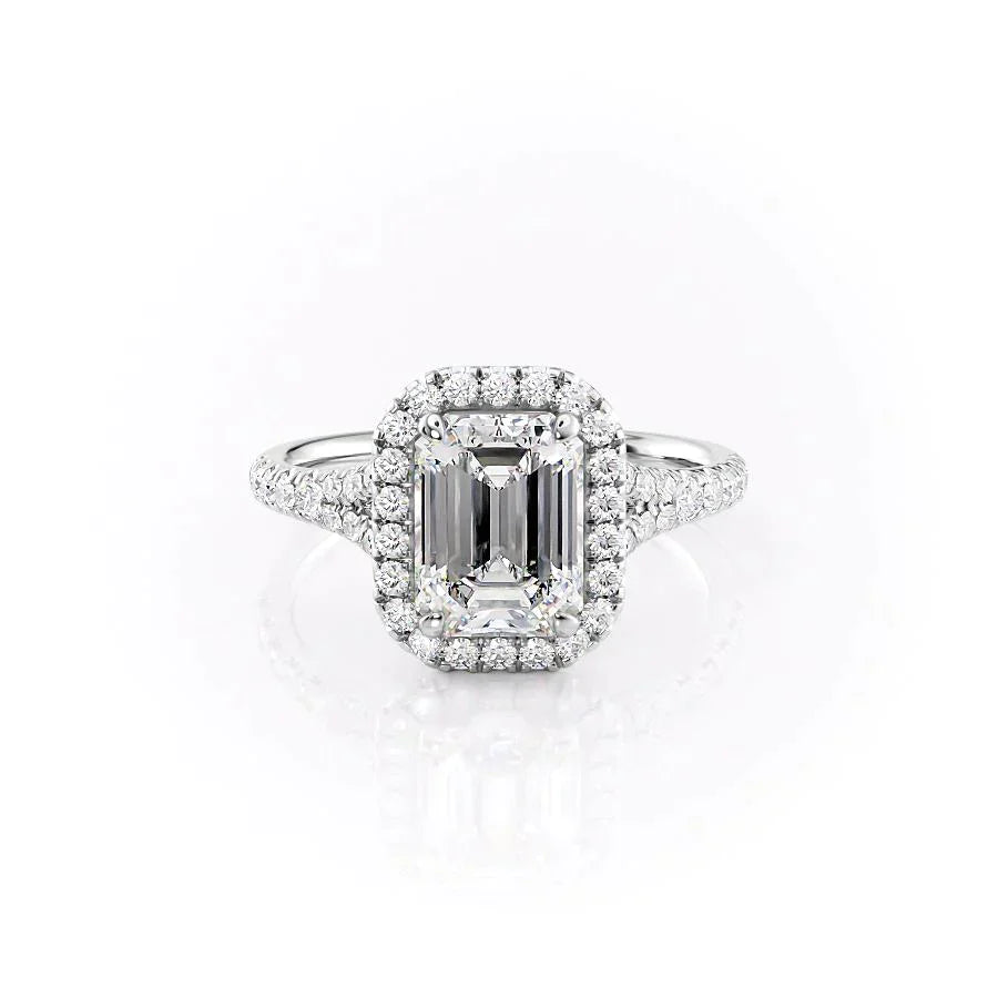 The Miley Set With A 2 Carat Emerald 14K White Gold Lab Diamond