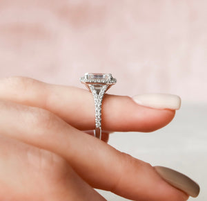 The Miley Set With A 1 Carat Emerald 14K White Gold Lab Diamond