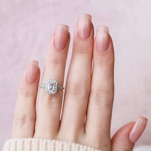 The Miley Set With A 1 Carat Emerald 14K White Gold Lab Diamond