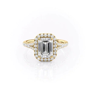 The Miley Set  With A 4 Carat Emerald 14K Yellow Gold Moissanite
