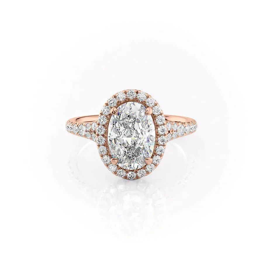 The Miley Set With A 1 Carat Oval 14K Rose Gold Lab Diamond