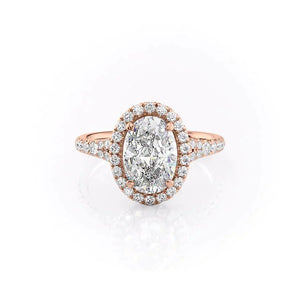 The Miley Set With A 1 Carat Oval 14K Rose Gold Lab Diamond