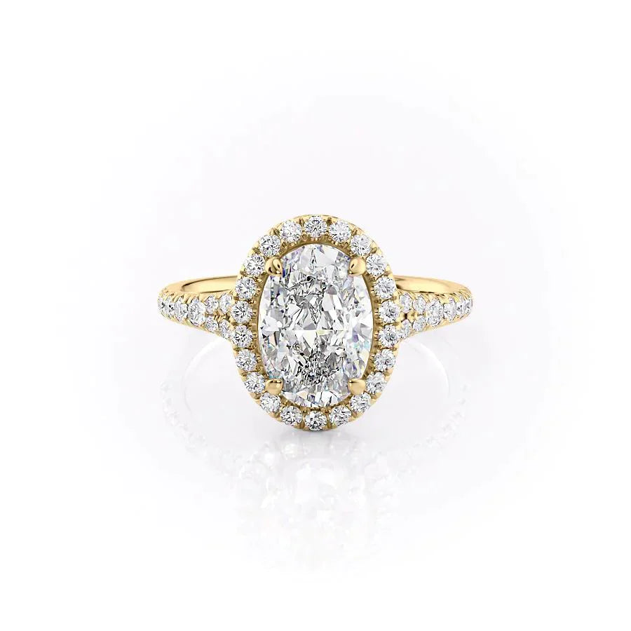 The Miley Set With A 2.5 Carat Oval 18K Yellow Gold Lab Diamond