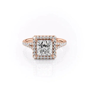The Miley Set  With A 3 Carat Princess 14K Rose Gold Moissanite